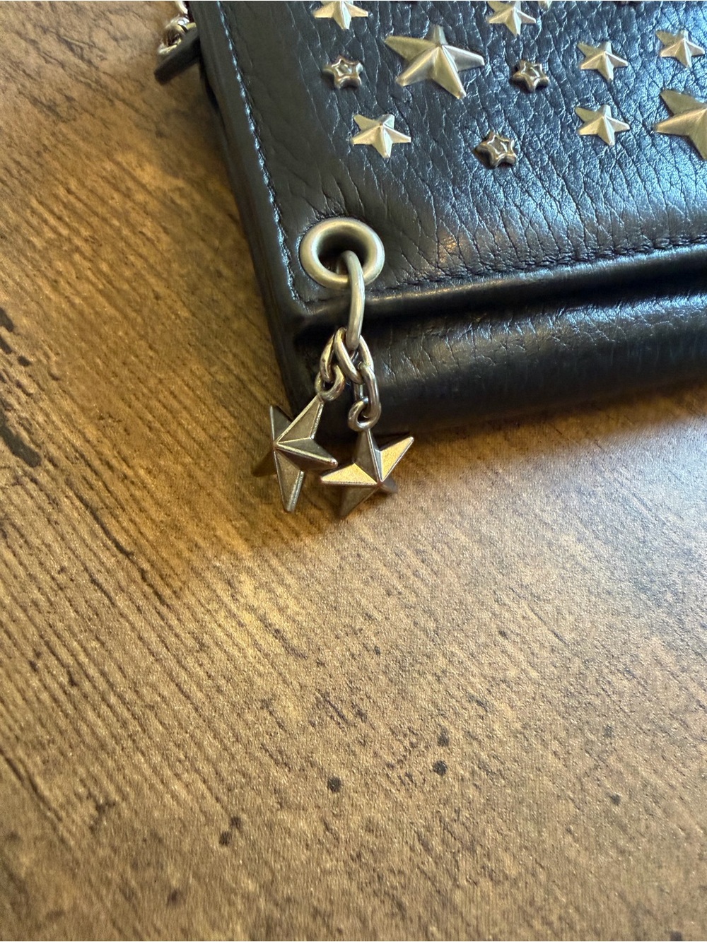 Jimmy Choo Black Star-Studded Wallet on Chain - Picture 4 of 7